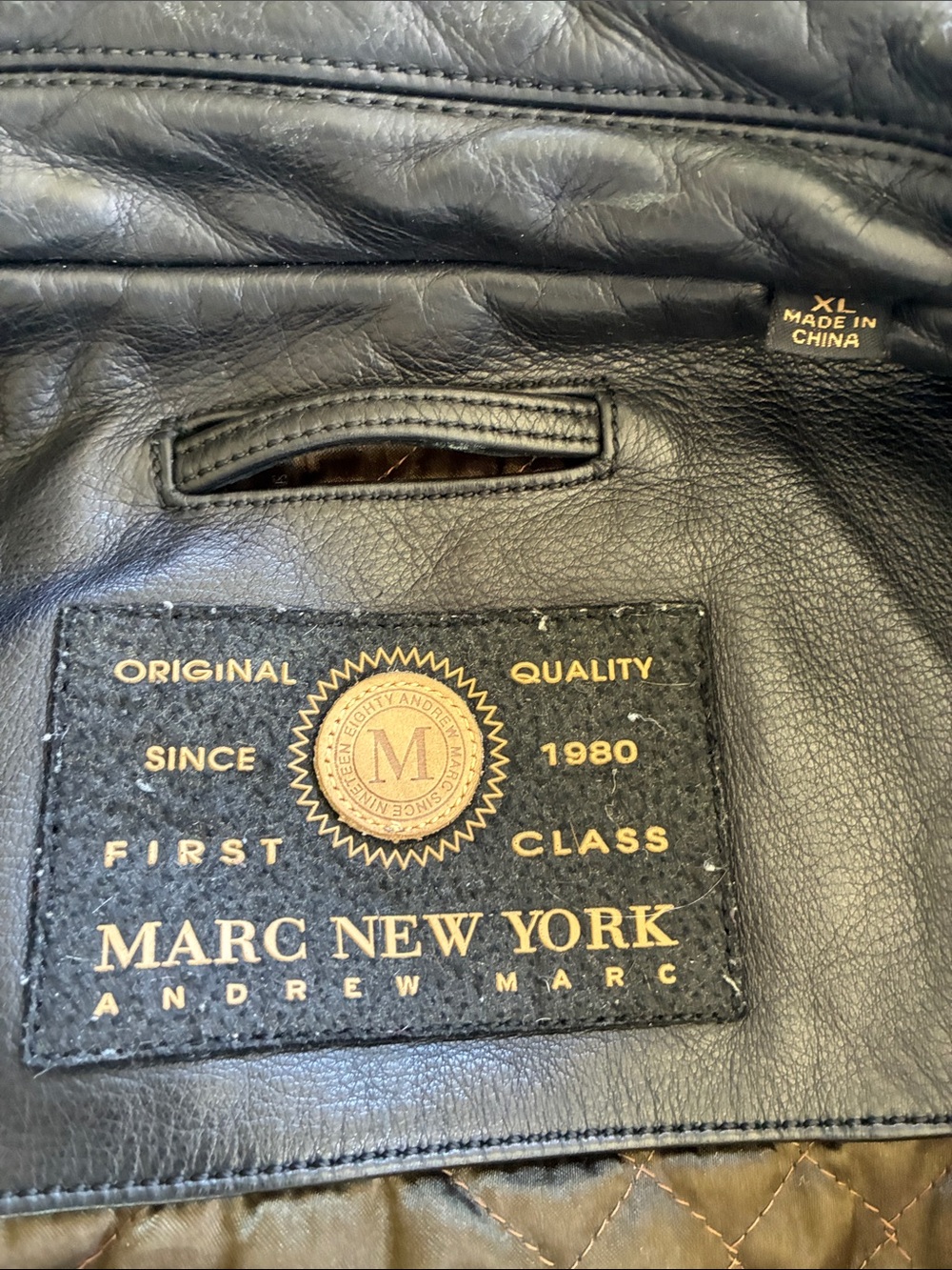 Andrew Marc Black Leather Bomber Jacket
